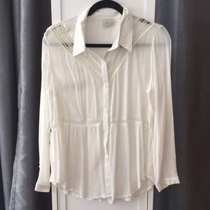 Lace Insert button up blouse